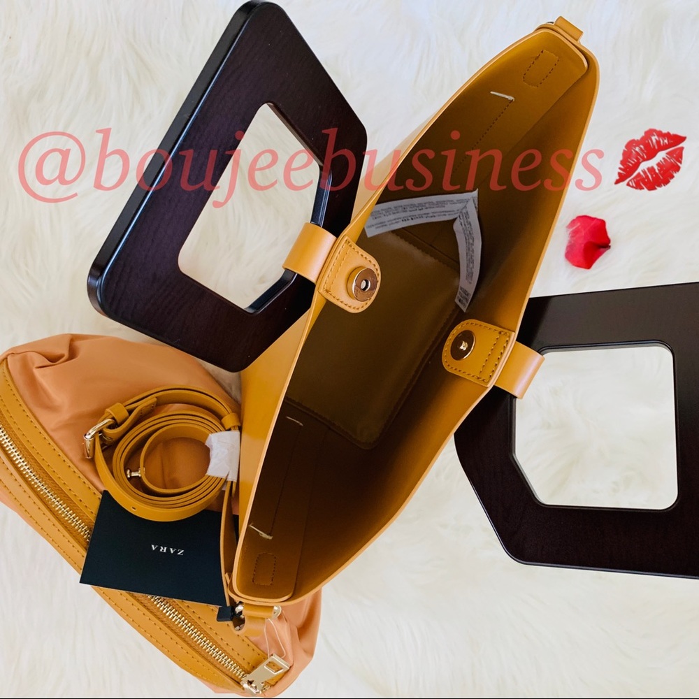 ZARA Wood Handle Shopper Bag - Picture 3 of 8